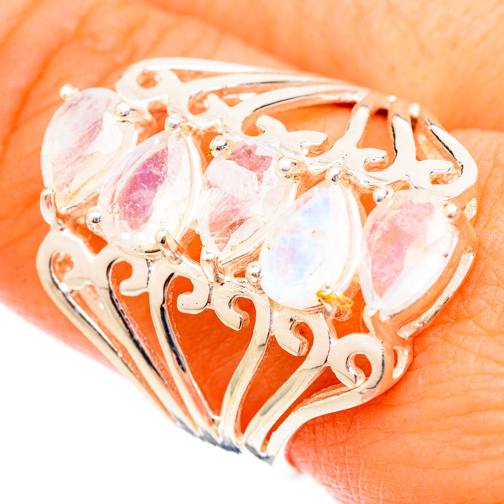 Rainbow Moonstone Rings handcrafted by Ana Silver Co - RING117354