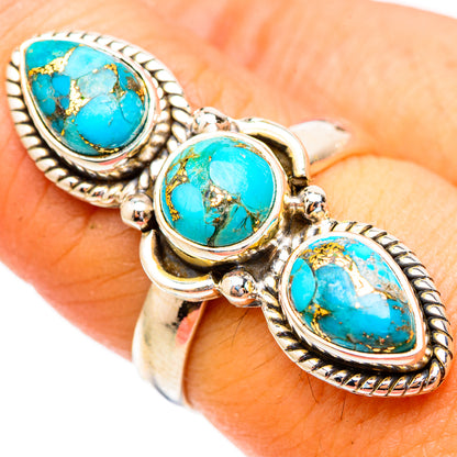 Blue Copper Composite Turquoise Rings handcrafted by Ana Silver Co - RING117359