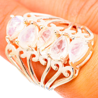 Rainbow Moonstone Rings handcrafted by Ana Silver Co - RING117374