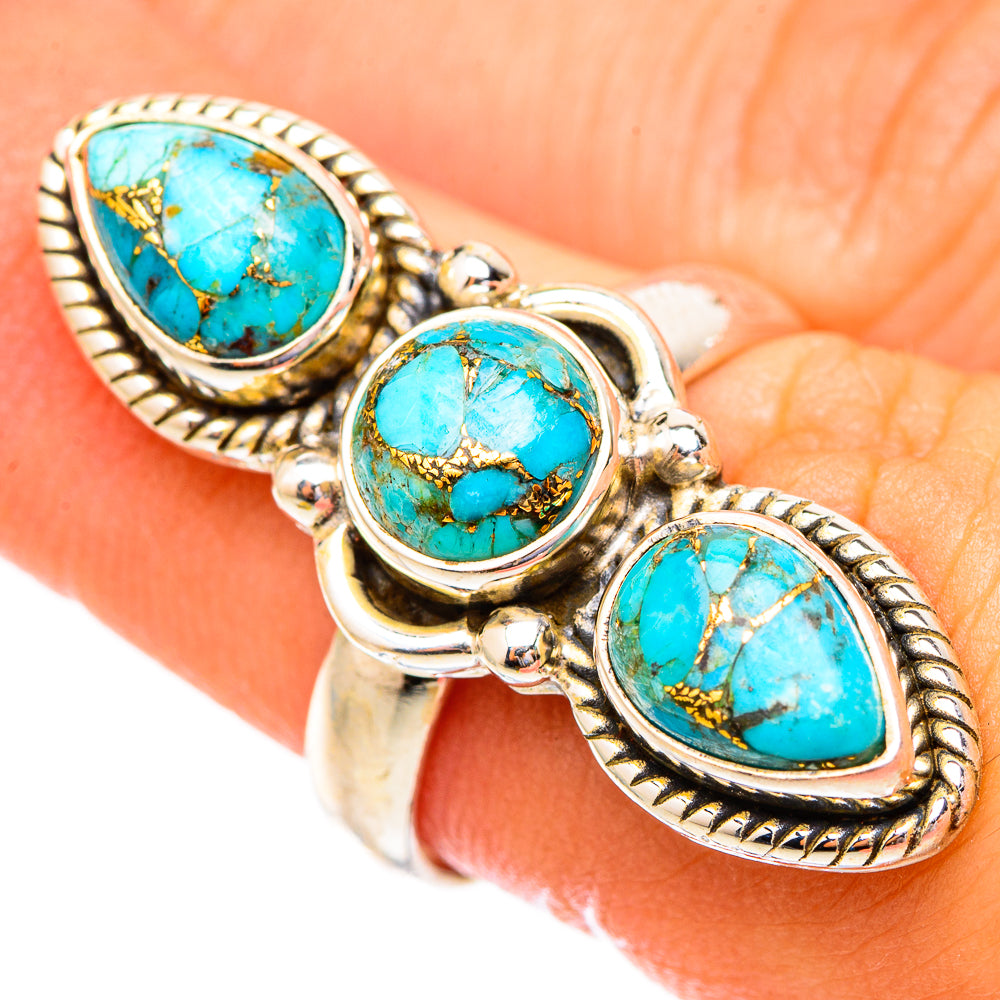 Blue Copper Composite Turquoise Rings handcrafted by Ana Silver Co - RING117378