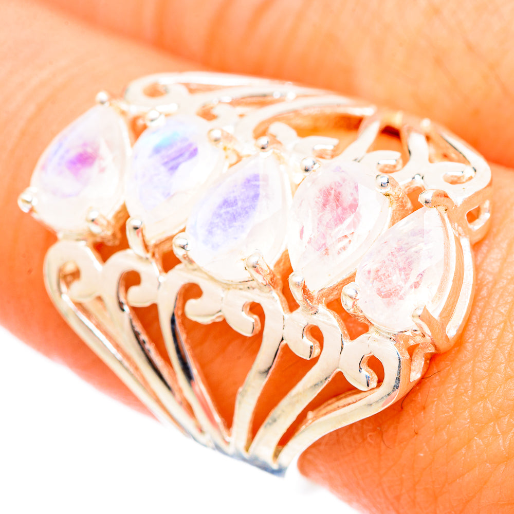 Rainbow Moonstone Rings handcrafted by Ana Silver Co - RING117393