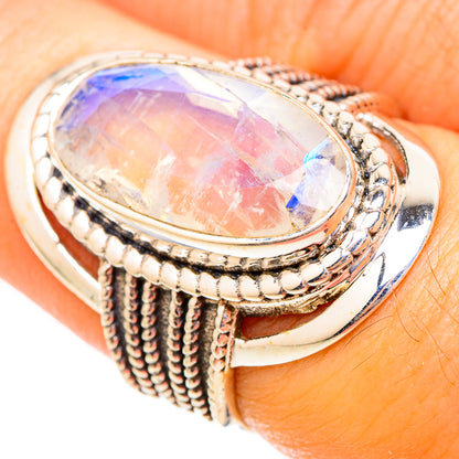 Rainbow Moonstone Rings handcrafted by Ana Silver Co - RING117394