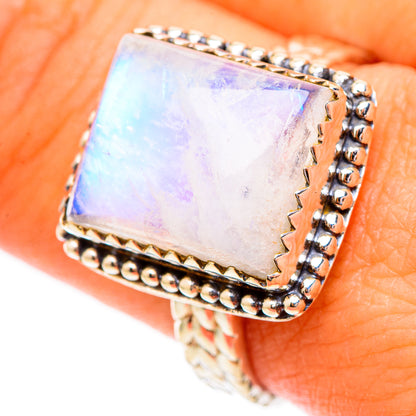 Rainbow Moonstone Rings handcrafted by Ana Silver Co - RING117395