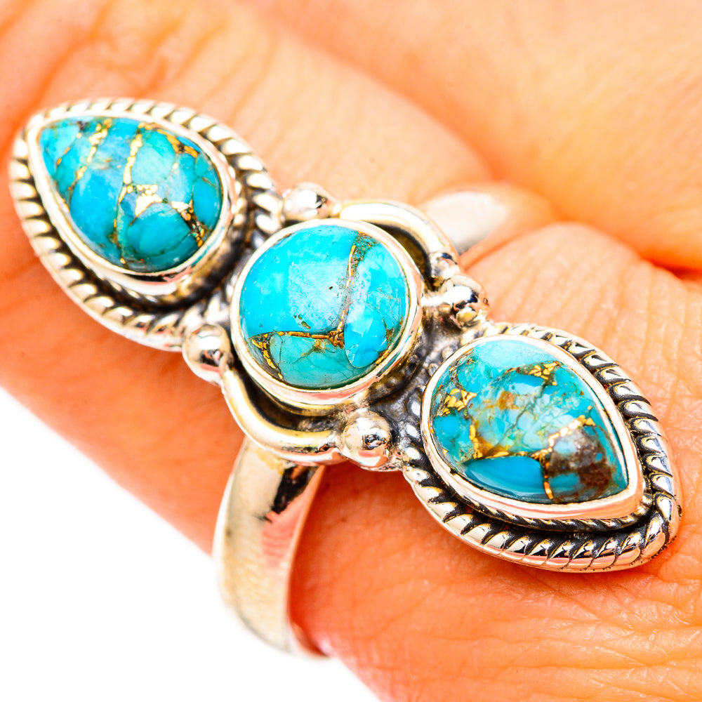 Blue Copper Composite Turquoise Rings handcrafted by Ana Silver Co - RING117400