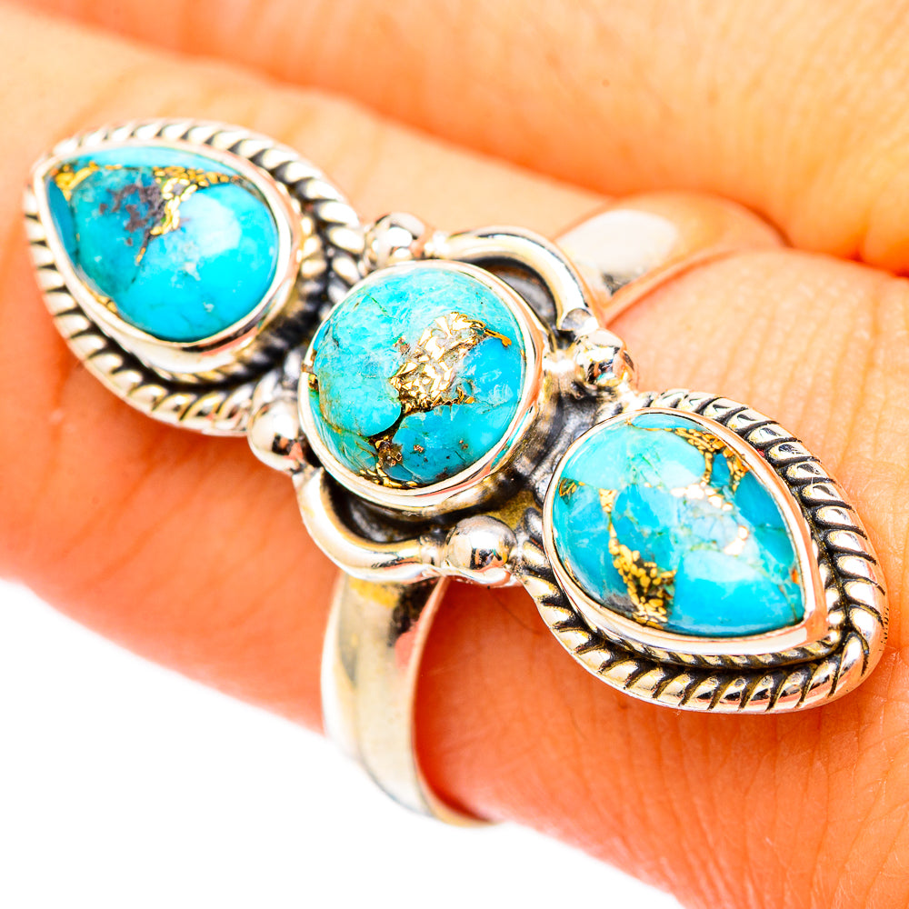 Blue Copper Composite Turquoise Rings handcrafted by Ana Silver Co - RING117403