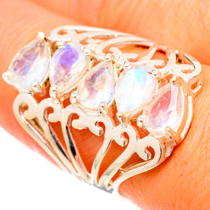 Rainbow Moonstone Rings handcrafted by Ana Silver Co - RING117425