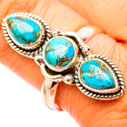Blue Copper Composite Turquoise Rings handcrafted by Ana Silver Co - RING117432