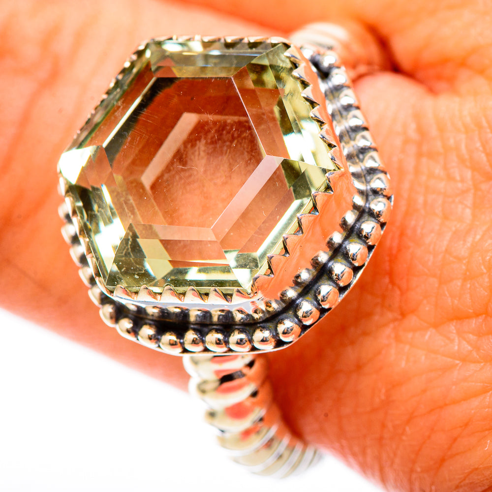 Green Amethyst Rings handcrafted by Ana Silver Co - RING117435