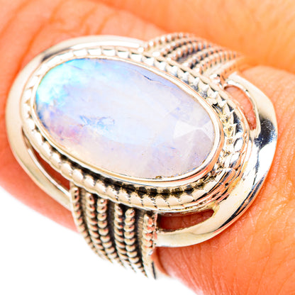 Rainbow Moonstone Rings handcrafted by Ana Silver Co - RING117452