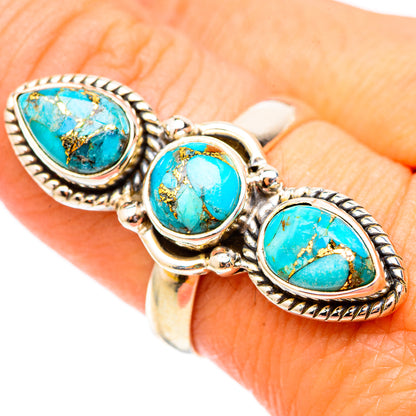 Blue Copper Composite Turquoise Rings handcrafted by Ana Silver Co - RING117463