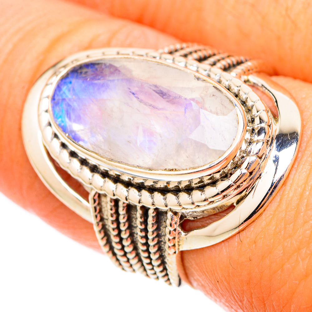 Rainbow Moonstone Rings handcrafted by Ana Silver Co - RING117479