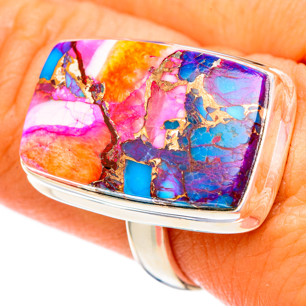 Kingman Pink Dahlia Turquoise Rings handcrafted by Ana Silver Co - RING117481