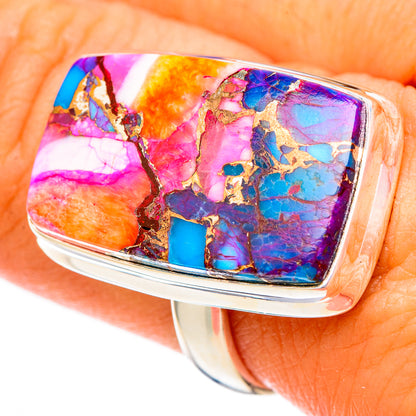 Kingman Pink Dahlia Turquoise Rings handcrafted by Ana Silver Co - RING117481