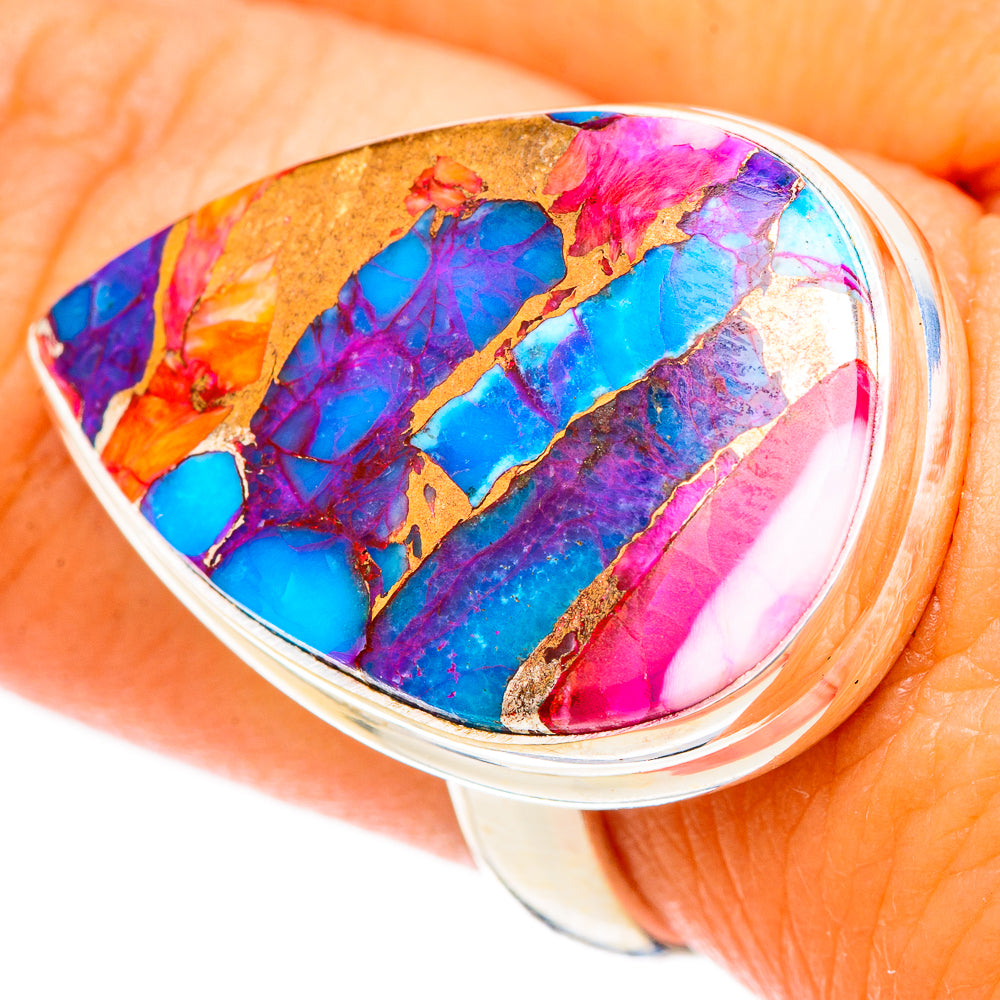 Kingman Pink Dahlia Turquoise Rings handcrafted by Ana Silver Co - RING117482