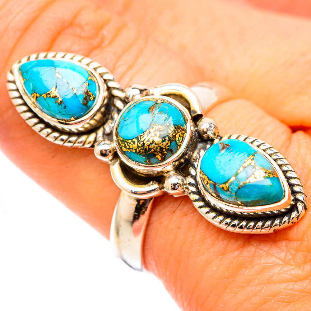 Blue Copper Composite Turquoise Rings handcrafted by Ana Silver Co - RING117486