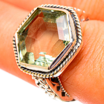 Green Amethyst Rings handcrafted by Ana Silver Co - RING117490
