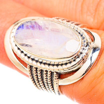 Rainbow Moonstone Rings handcrafted by Ana Silver Co - RING117504