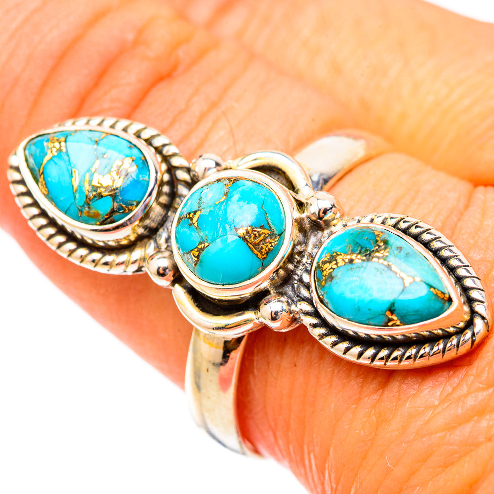 Blue Copper Composite Turquoise Rings handcrafted by Ana Silver Co - RING117511