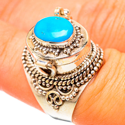 Turquoise cabochon statement ring in ornate silver-tone setting