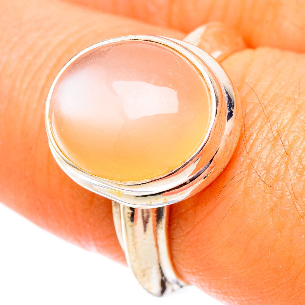 Peach Moonstone Rings handcrafted by Ana Silver Co - RING117518