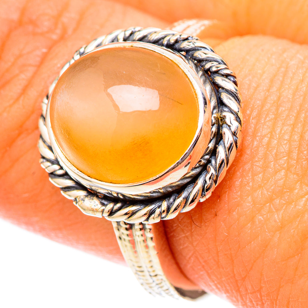 Peach Moonstone Rings handcrafted by Ana Silver Co - RING117519