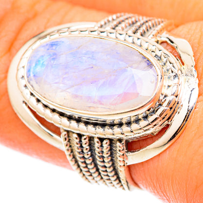 Rainbow Moonstone Rings handcrafted by Ana Silver Co - RING117528