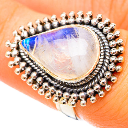 Rainbow Moonstone Rings handcrafted by Ana Silver Co - RING117529
