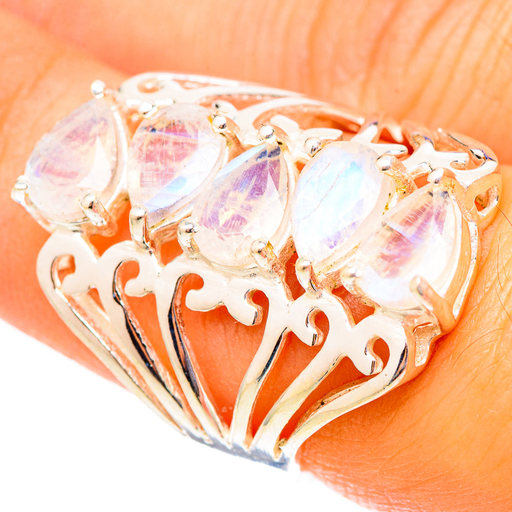 Rainbow Moonstone Rings handcrafted by Ana Silver Co - RING117530