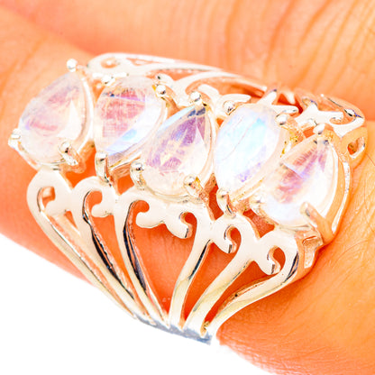 Rainbow Moonstone Rings handcrafted by Ana Silver Co - RING117530