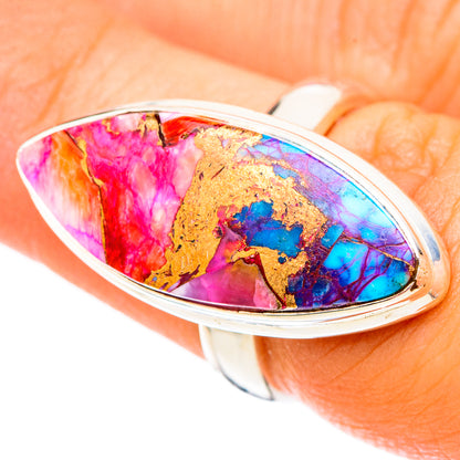 Kingman Pink Dahlia Turquoise Rings handcrafted by Ana Silver Co - RING117533