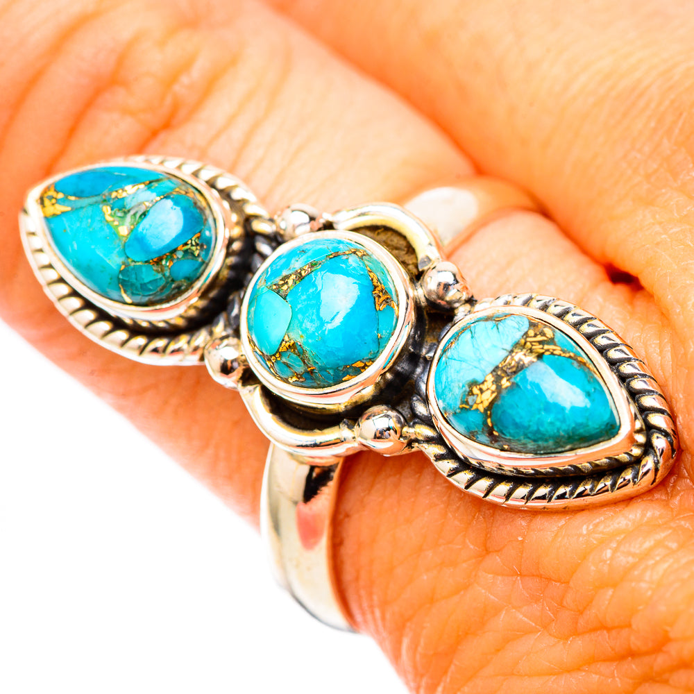 Blue Copper Composite Turquoise Rings handcrafted by Ana Silver Co - RING117536