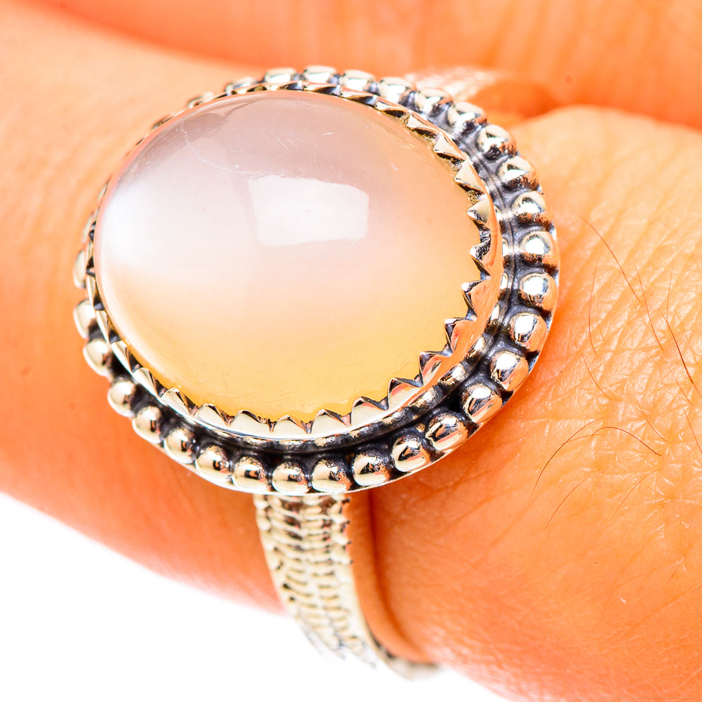 Peach Moonstone Rings handcrafted by Ana Silver Co - RING117542
