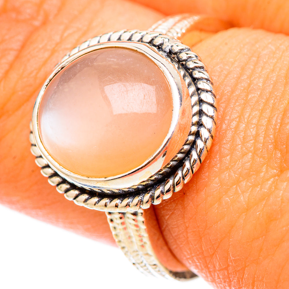 Peach Moonstone Rings handcrafted by Ana Silver Co - RING117543