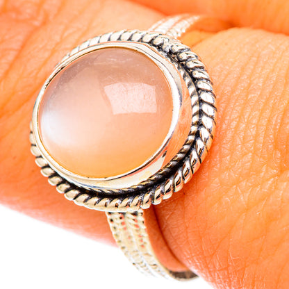 Peach Moonstone Rings handcrafted by Ana Silver Co - RING117543