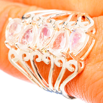 Rainbow Moonstone Rings handcrafted by Ana Silver Co - RING117553