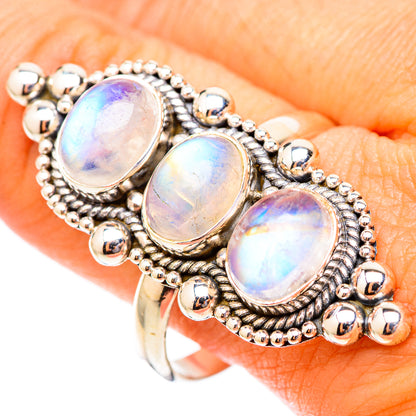 Rainbow Moonstone Rings handcrafted by Ana Silver Co - RING117556