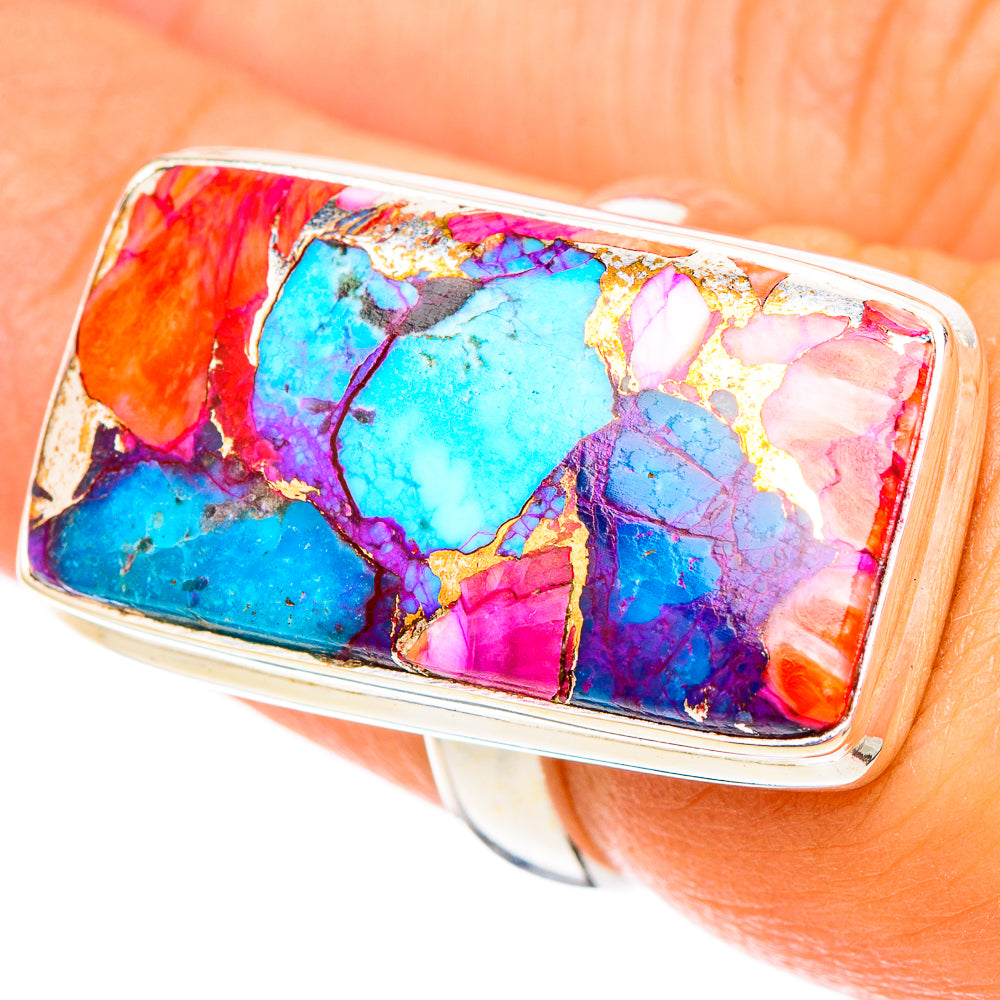 Kingman Pink Dahlia Turquoise Rings handcrafted by Ana Silver Co - RING117557