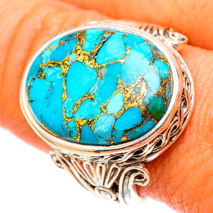 Blue Copper Composite Turquoise Rings handcrafted by Ana Silver Co - RING117564