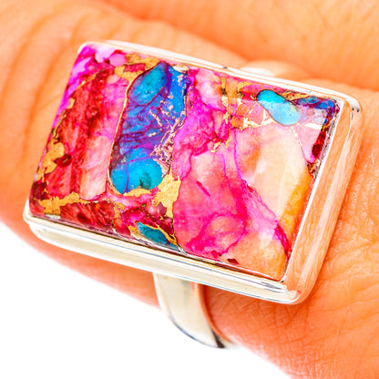 Kingman Pink Dahlia Turquoise Rings handcrafted by Ana Silver Co - RING117593