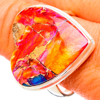 Kingman Pink Dahlia Turquoise Rings handcrafted by Ana Silver Co - RING117613