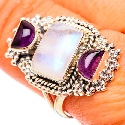 Rainbow Moonstone Rings handcrafted by Ana Silver Co - RING117615