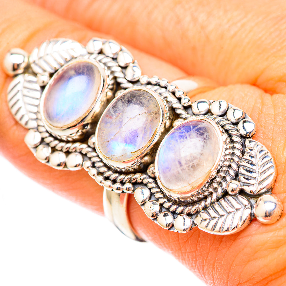 Rainbow Moonstone Rings handcrafted by Ana Silver Co - RING117620