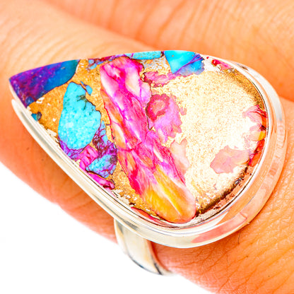 Kingman Pink Dahlia Turquoise Rings handcrafted by Ana Silver Co - RING117623