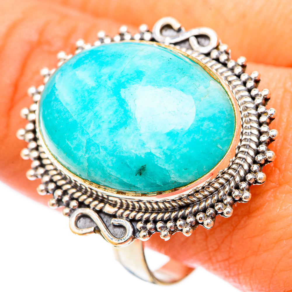 Peruvian Amazonite Rings handcrafted by Ana Silver Co - RING117630
