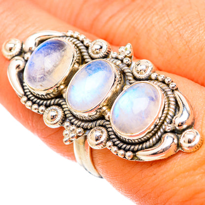 Rainbow Moonstone Rings handcrafted by Ana Silver Co - RING117647