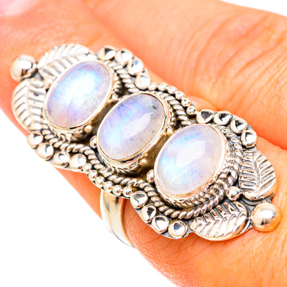 Rainbow Moonstone Rings handcrafted by Ana Silver Co - RING117648