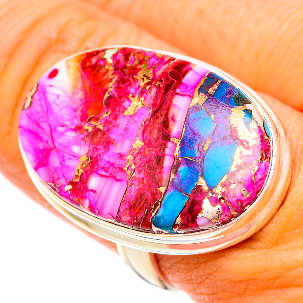 Kingman Pink Dahlia Turquoise Rings handcrafted by Ana Silver Co - RING117651