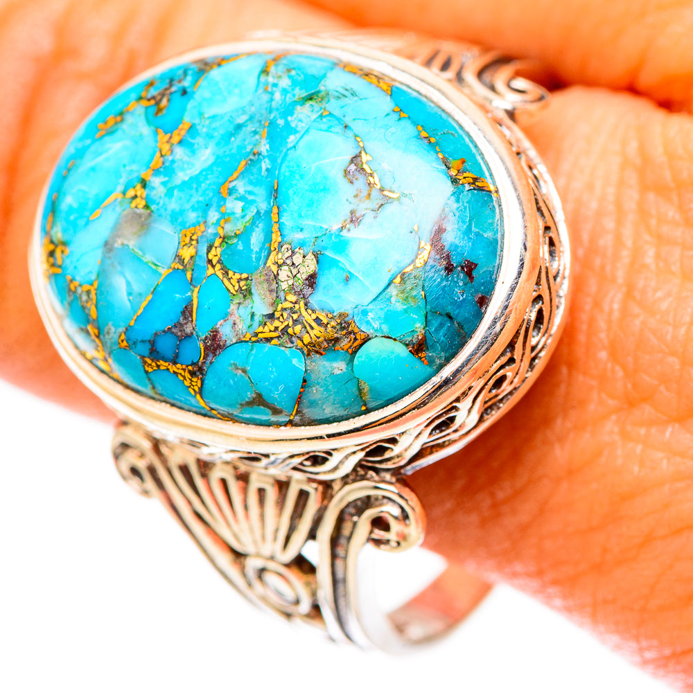 Blue Copper Composite Turquoise Rings handcrafted by Ana Silver Co - RING117660