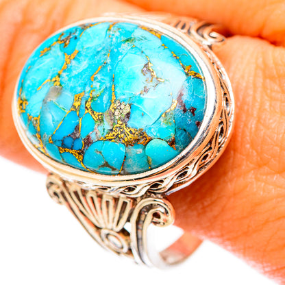 Blue Copper Composite Turquoise Rings handcrafted by Ana Silver Co - RING117660