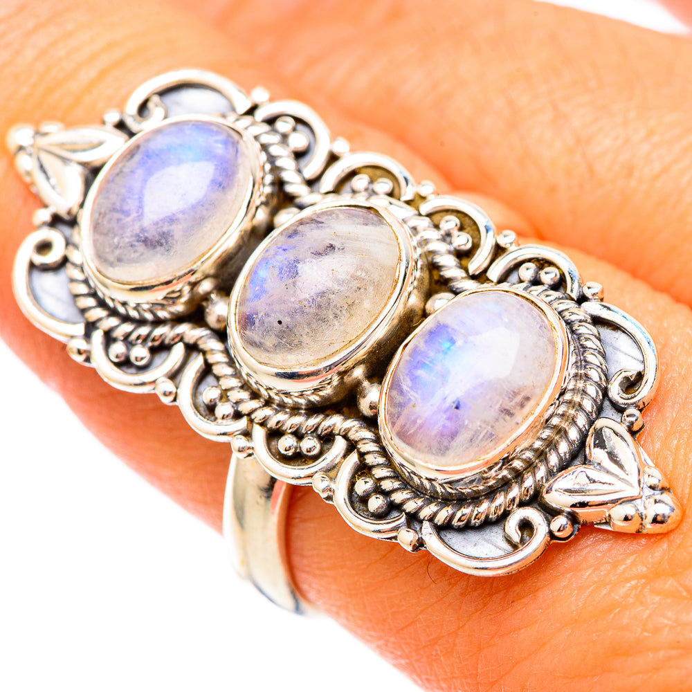 Rainbow Moonstone Rings handcrafted by Ana Silver Co - RING117679